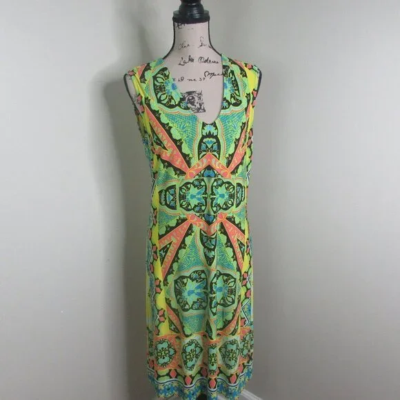 Madison Dress M Sleeveless Bright Print - Picture 1 of 12